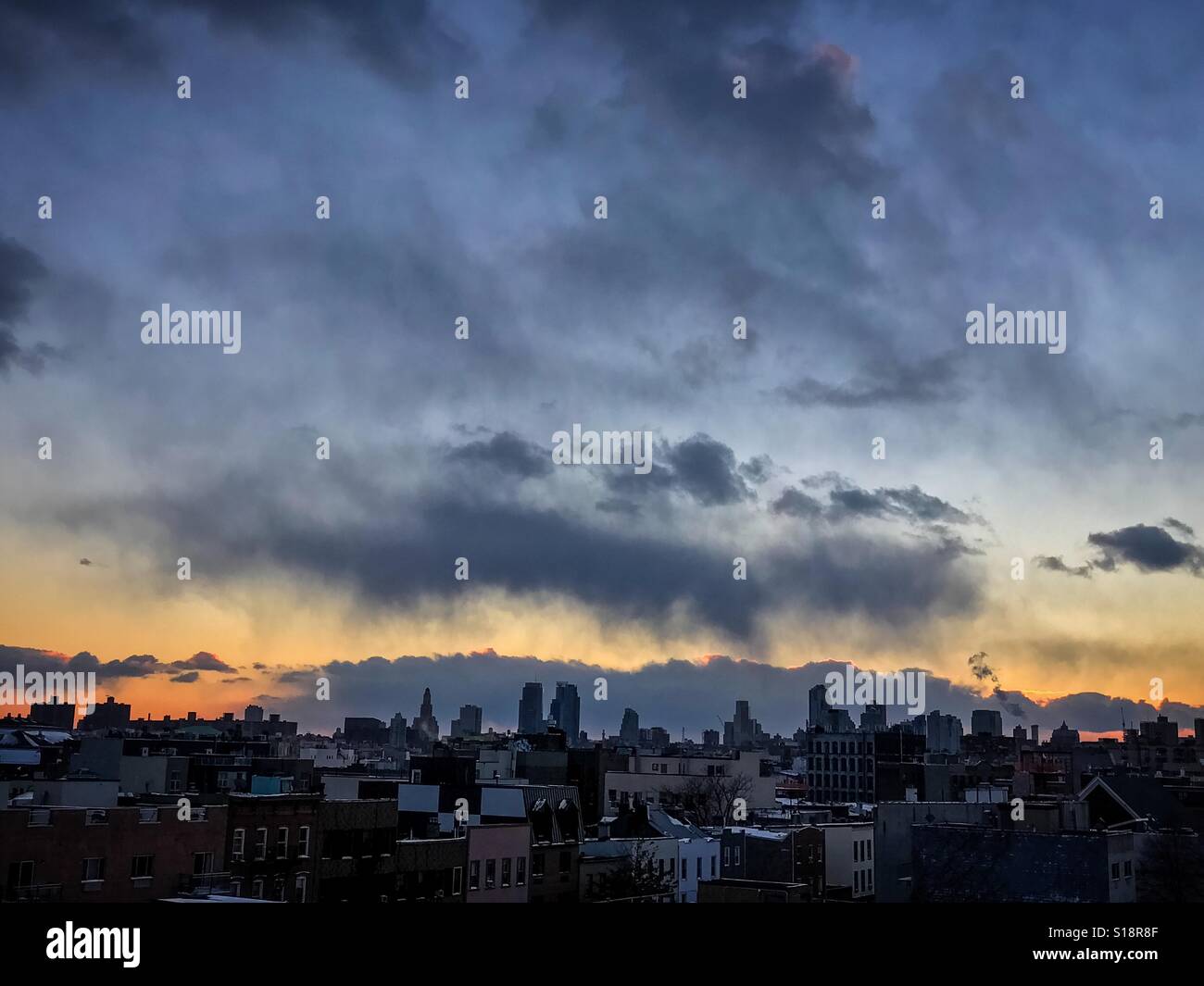 Sunset view from Williamsburg, Brooklyn of New York City. - Smartphone Captured Stock Image