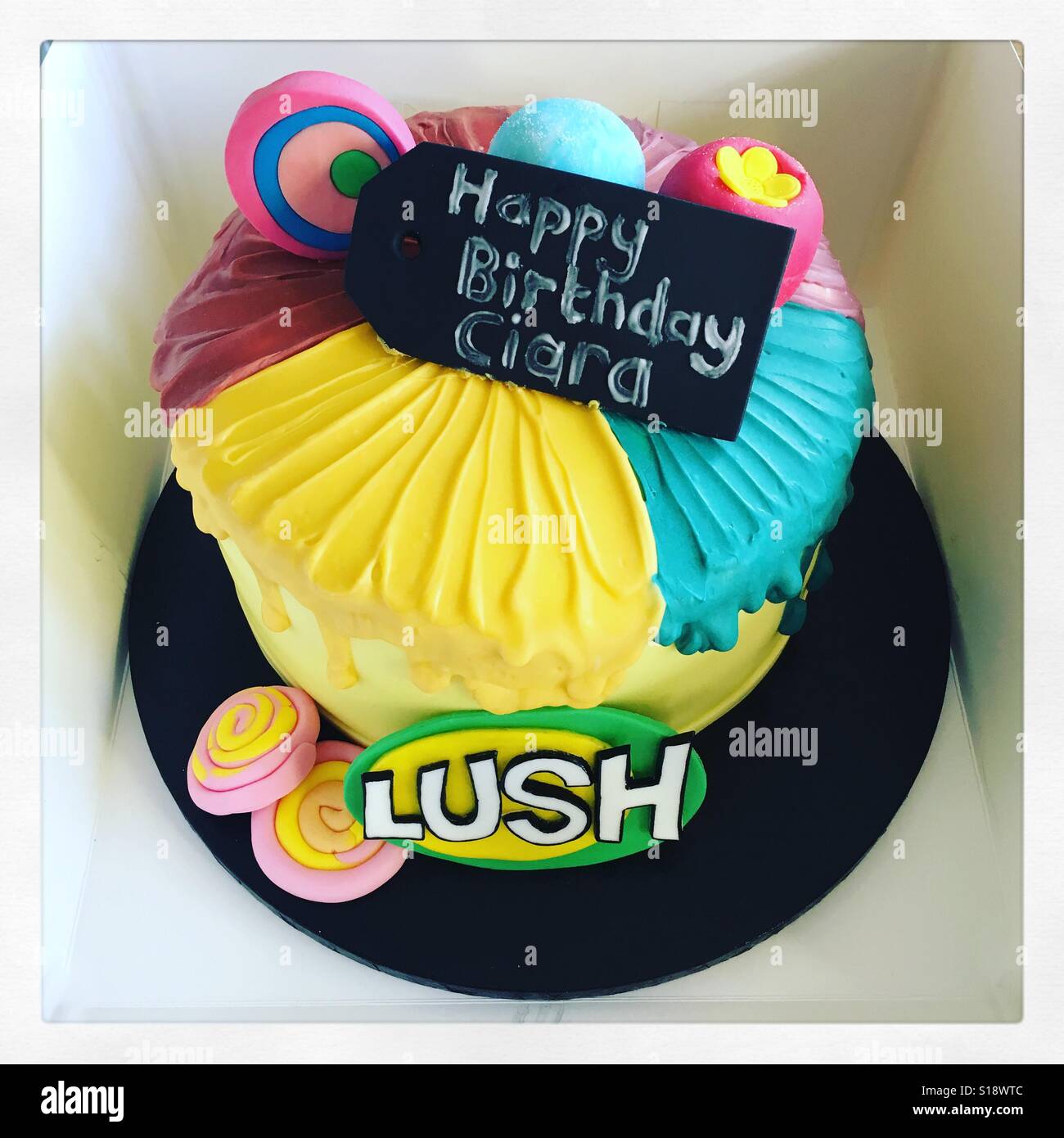 Lush birthday cake Stock Photo Alamy