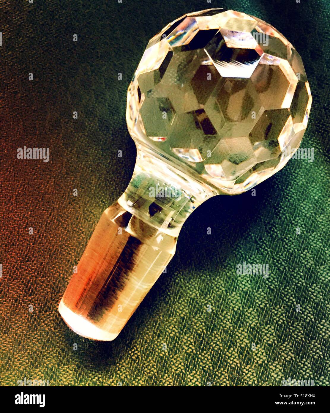 Leaded crystal decanter stopper - Smartphone Captured Stock Image