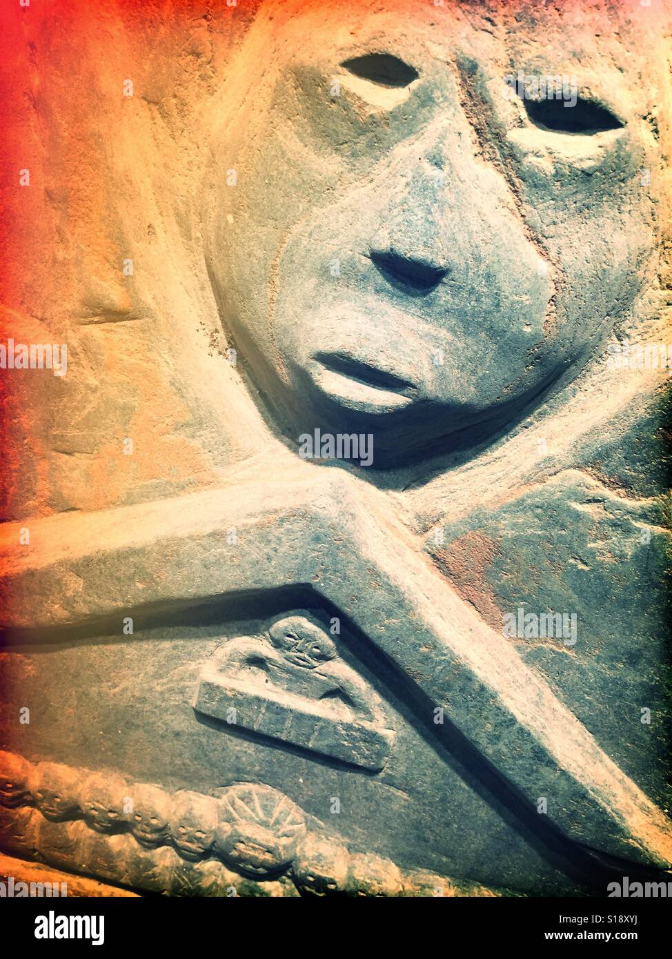 Stele commemorating the founding of the church, circa 1975. - Smartphone Captured Stock Image