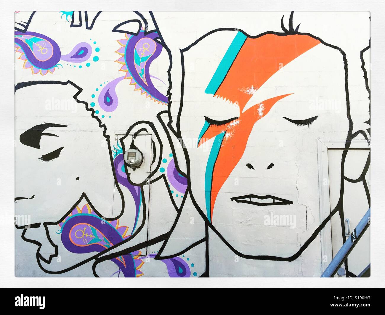 Bowie / Prince mural Stock Photo