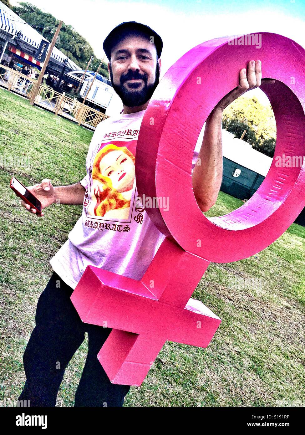 Million Woman March guy with female symbol Stock Photo Alamy