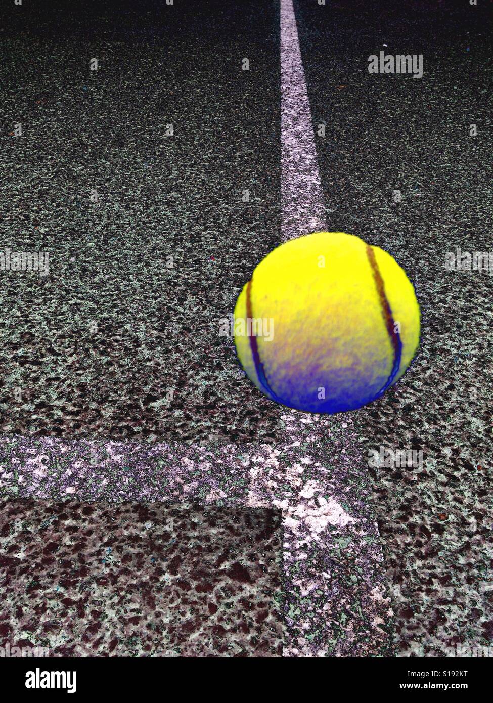 Tennis ball about to hit white line Stock Photo Alamy