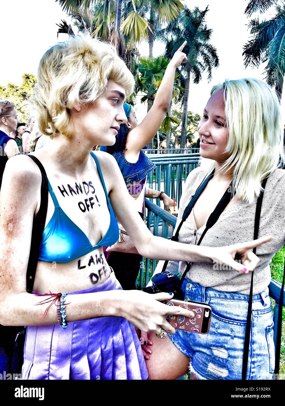 Miami Million Woman March - Smartphone Captured Stock Image