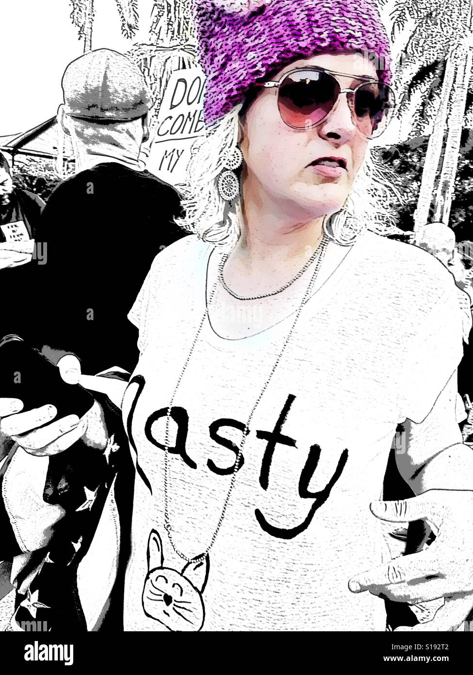 Miami Million Woman March - Smartphone Captured Stock Image