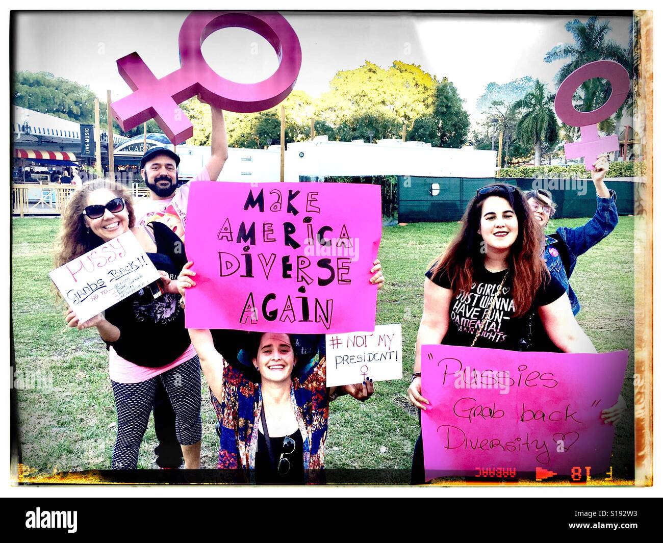 Miami Million Woman March - Smartphone Captured Stock Image