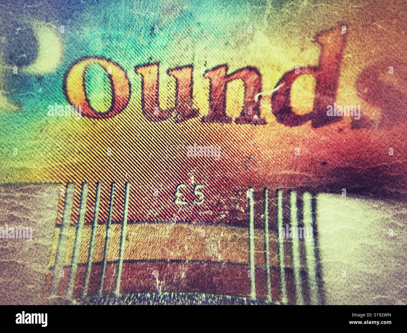 Macro. £5 banknote - Smartphone Captured Stock Image