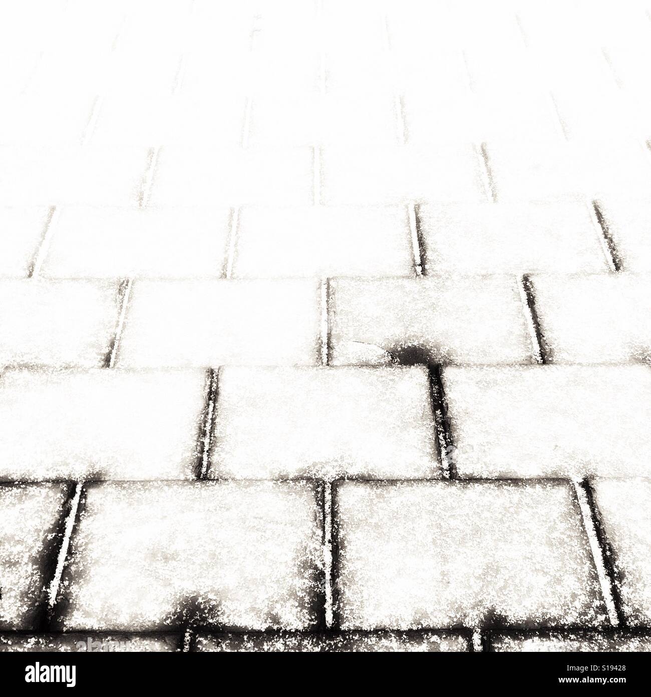 Snow on roof tiles UK - Smartphone Captured Stock Image