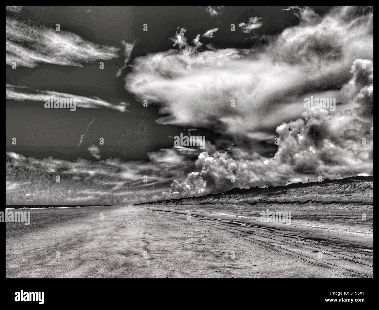 Storm clouds begin to build up behind the sand dunes, Ponte Vedra Beach, Florida - Smartphone Captured Stock Image