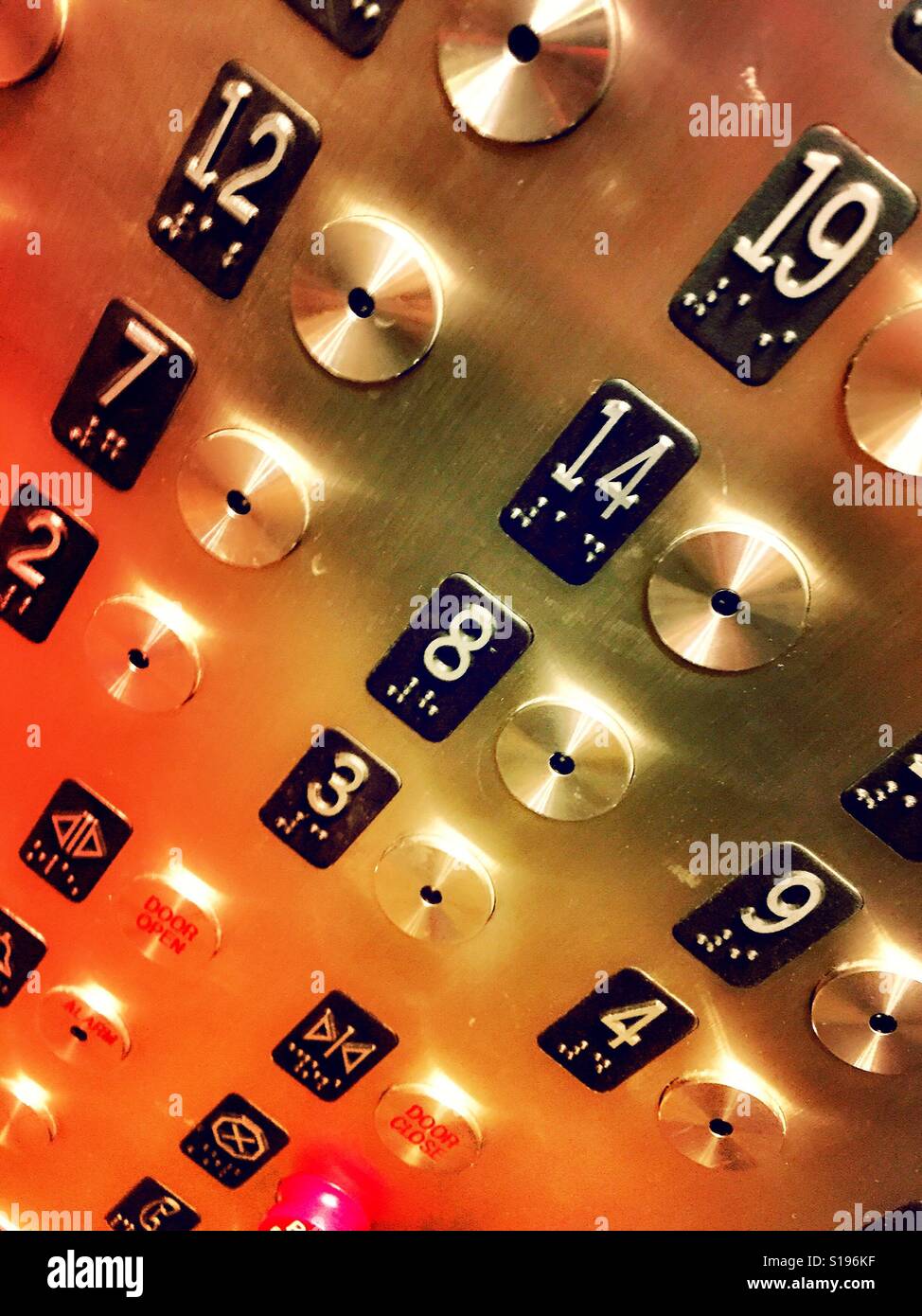 Modern steel elevator control panel, USA - Smartphone Captured Stock Image