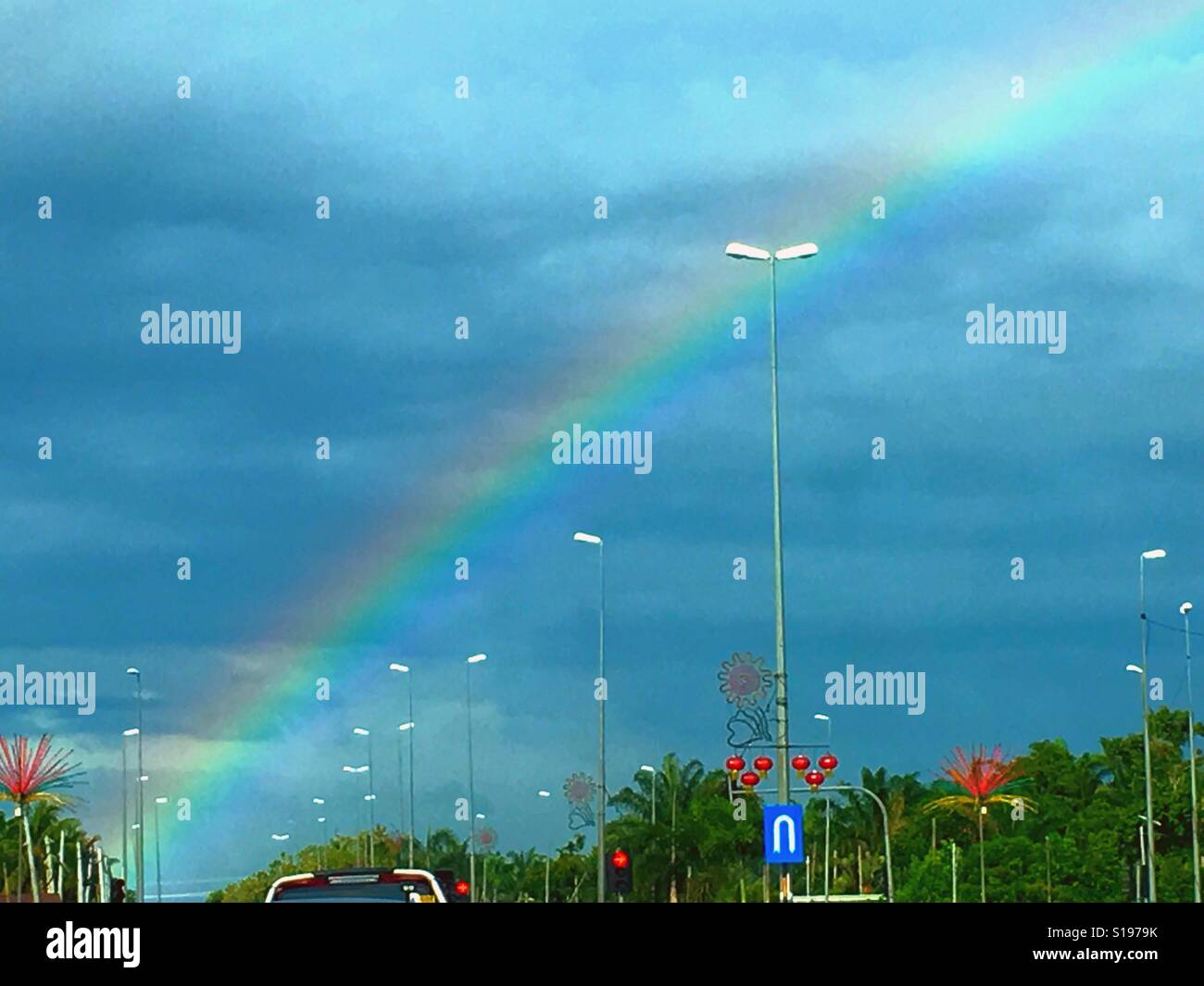 Rainbow appear before raining at Perak Stock Photo - Alamy