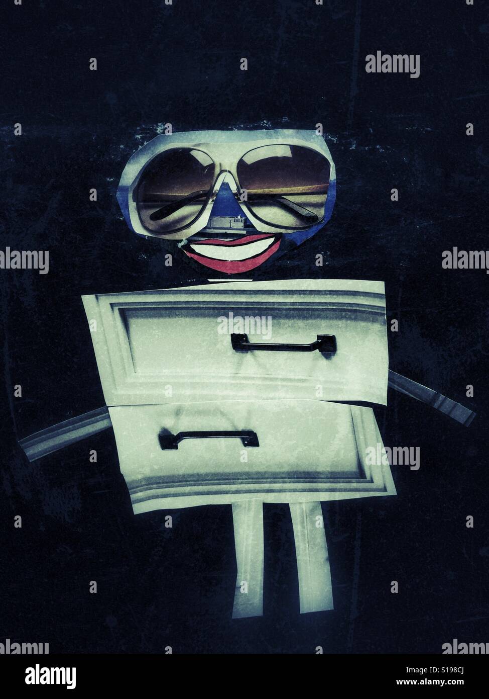 funny human figure collage - Smartphone Captured Stock Image