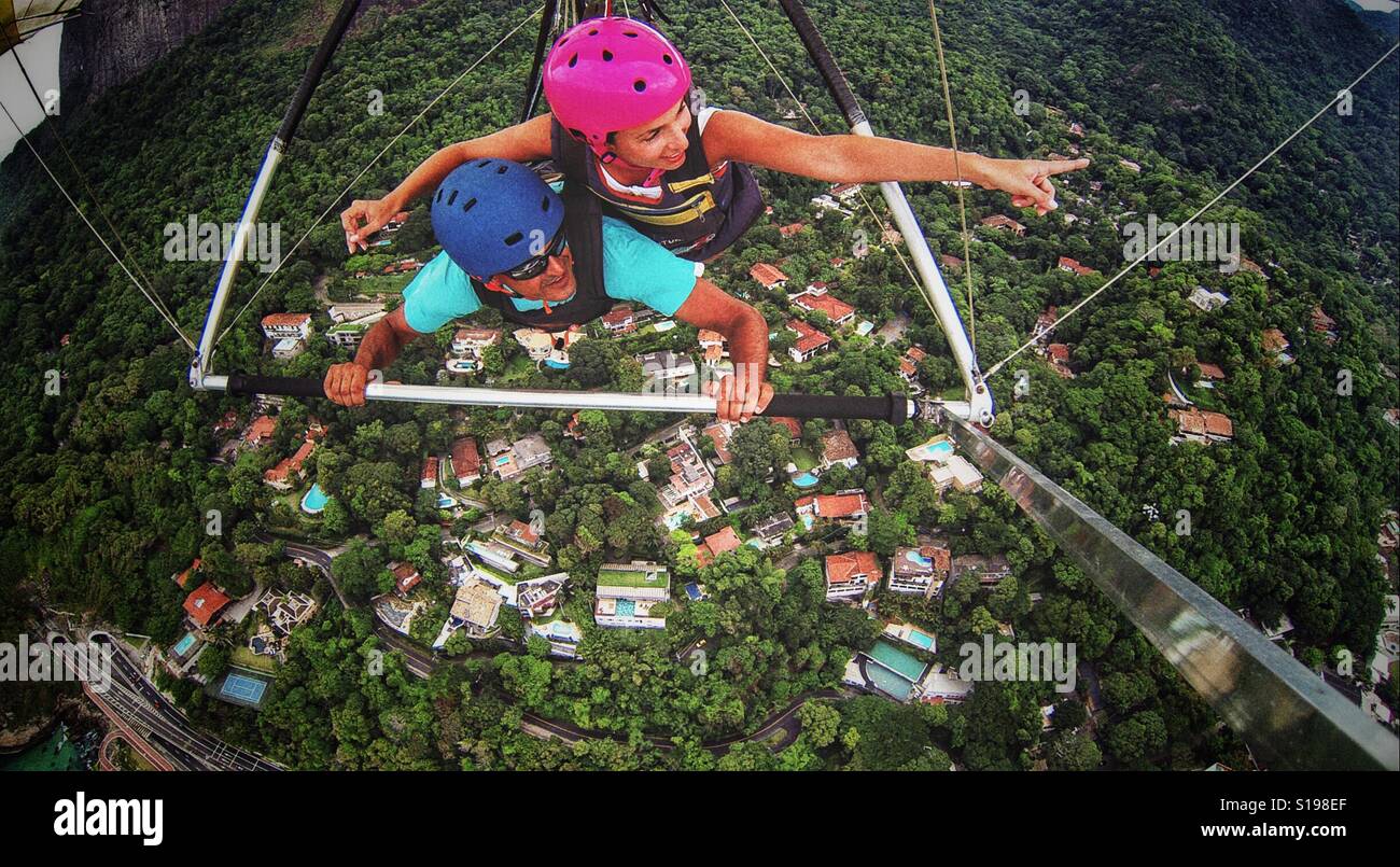 Hang gliding over Rio de Janeiro Stock Photo