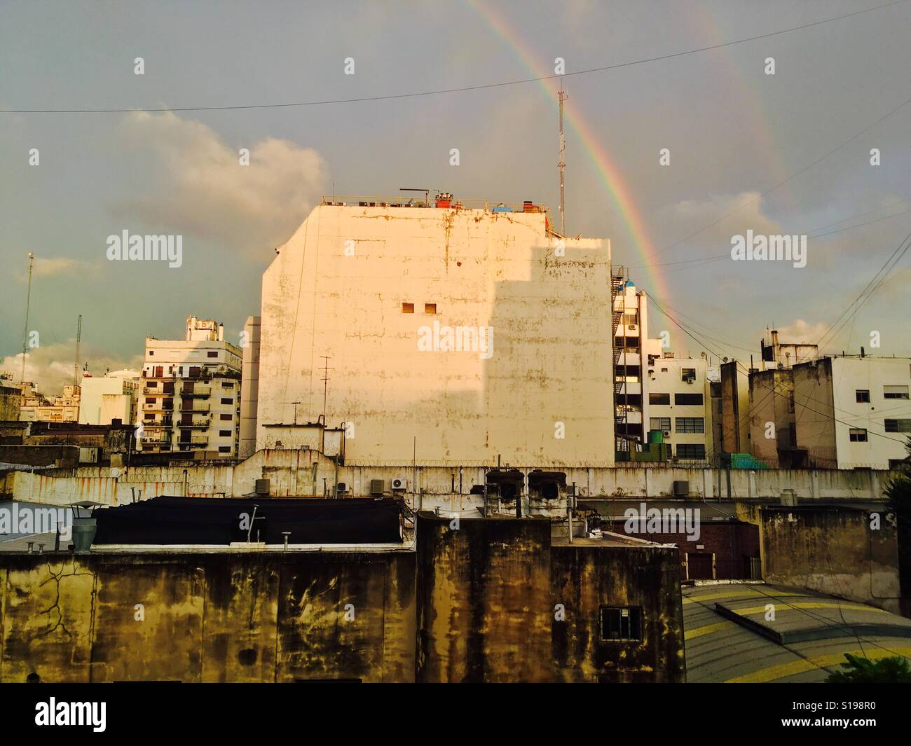 Rainbow in Buenos Aires city - Smartphone Captured Stock Image
