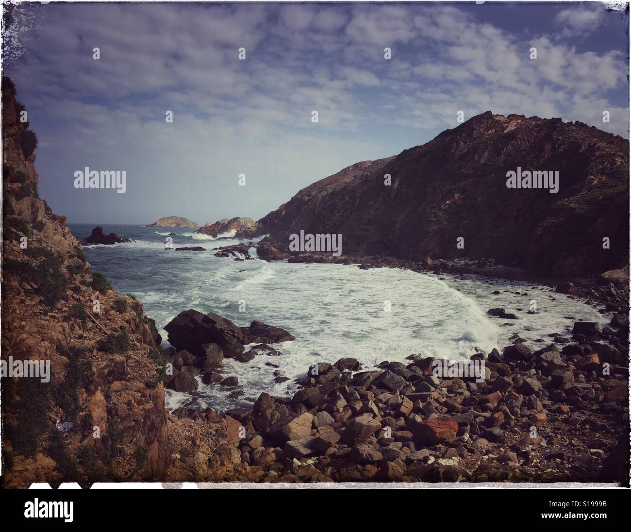 Rocky beach shoreline. - Smartphone Captured Stock Image