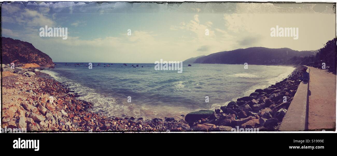 Village ocean panoramic view. - Smartphone Captured Stock Image