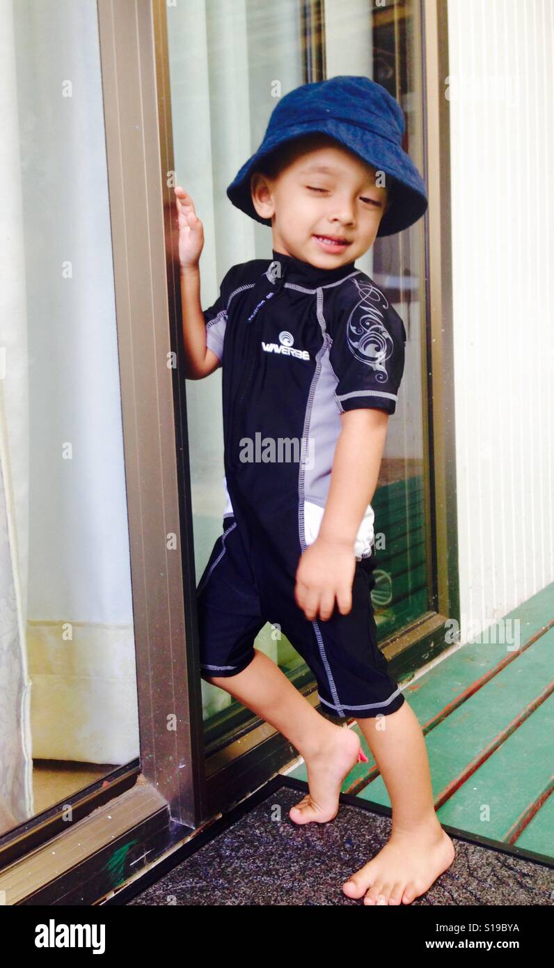 Boy with swimming clothes Stock Photo Alamy