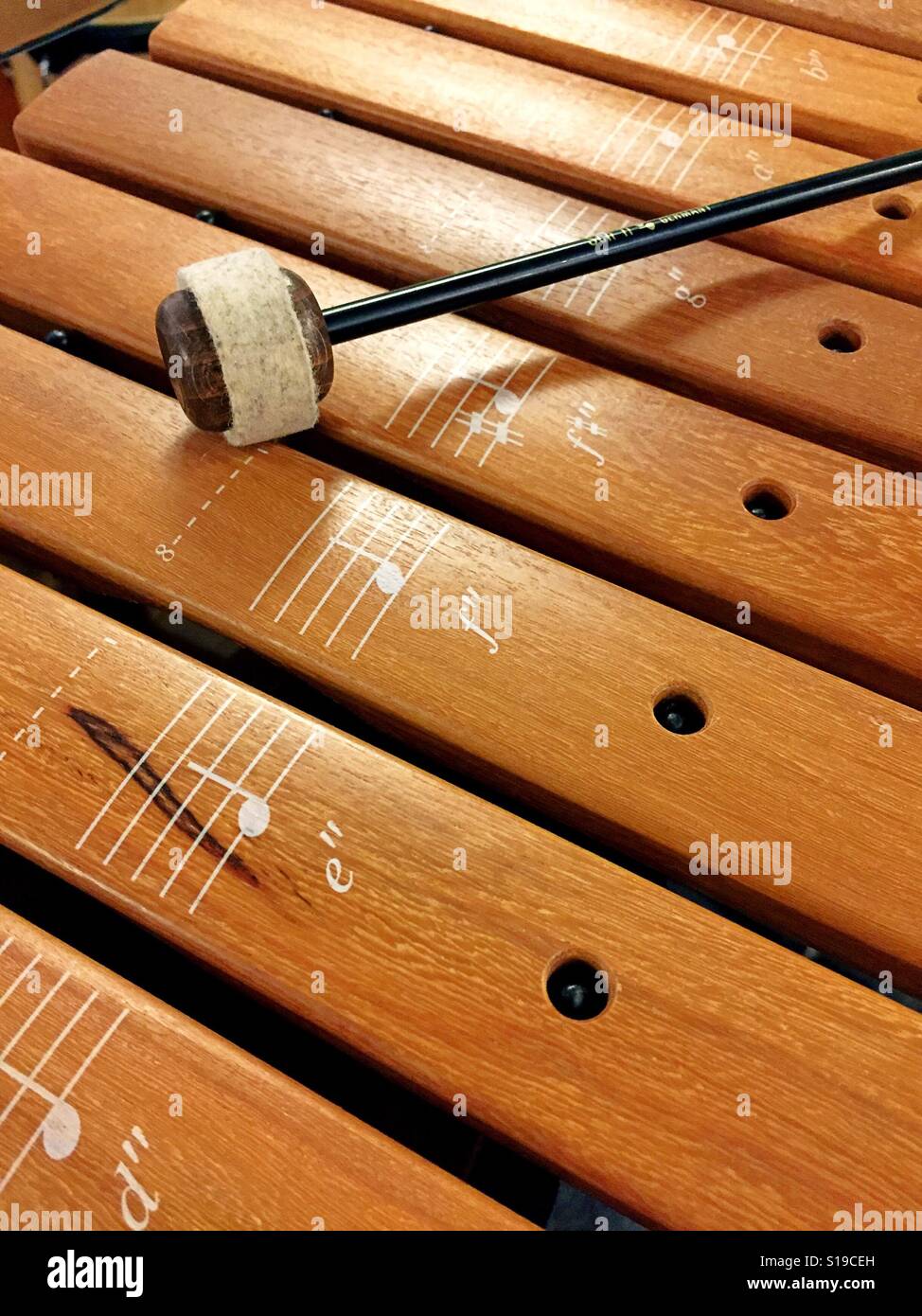 Xylophone and mallet detail close up Stock Photo Alamy