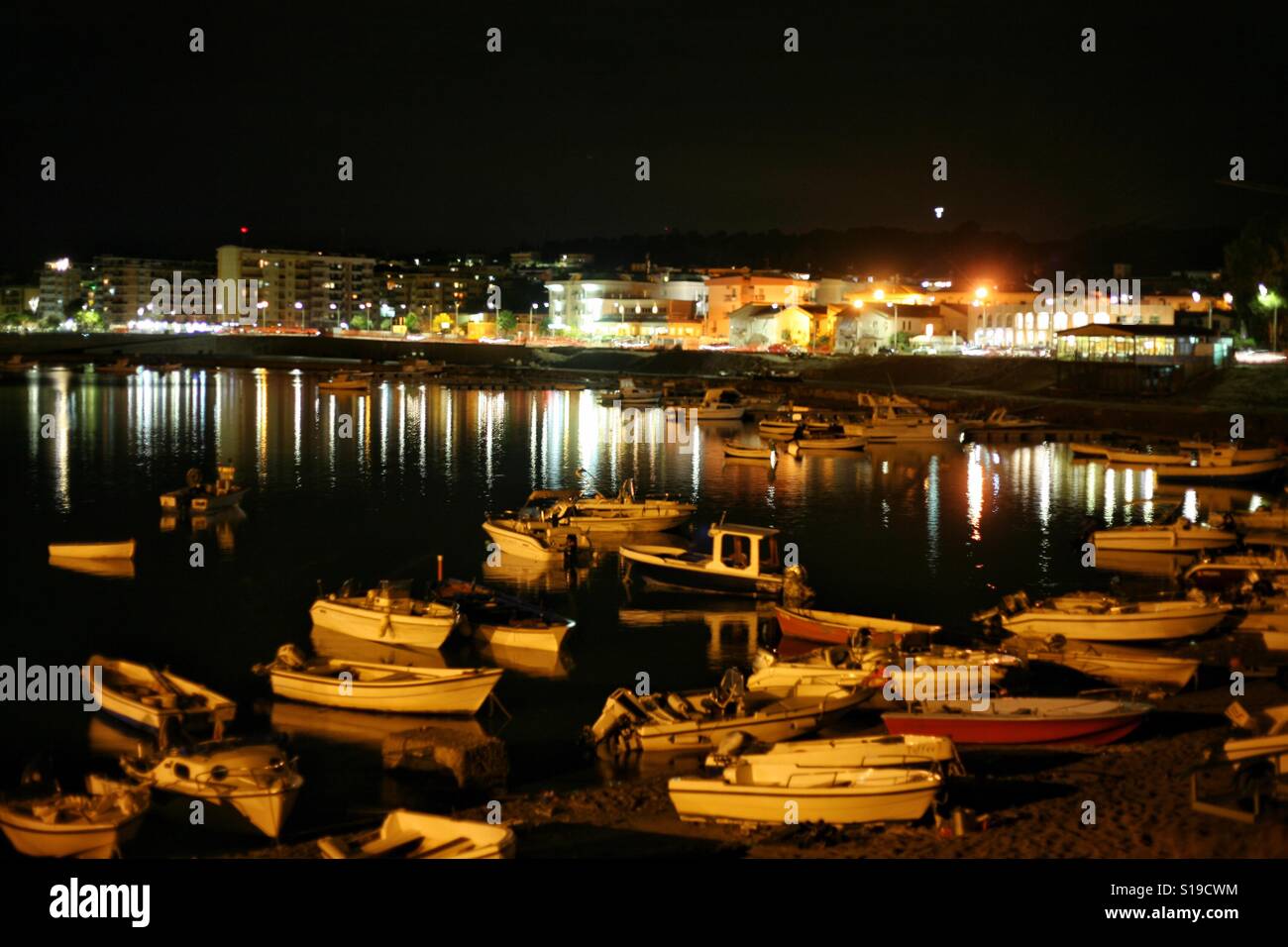 Port of Catanzaro lido by night Stock Photo Alamy