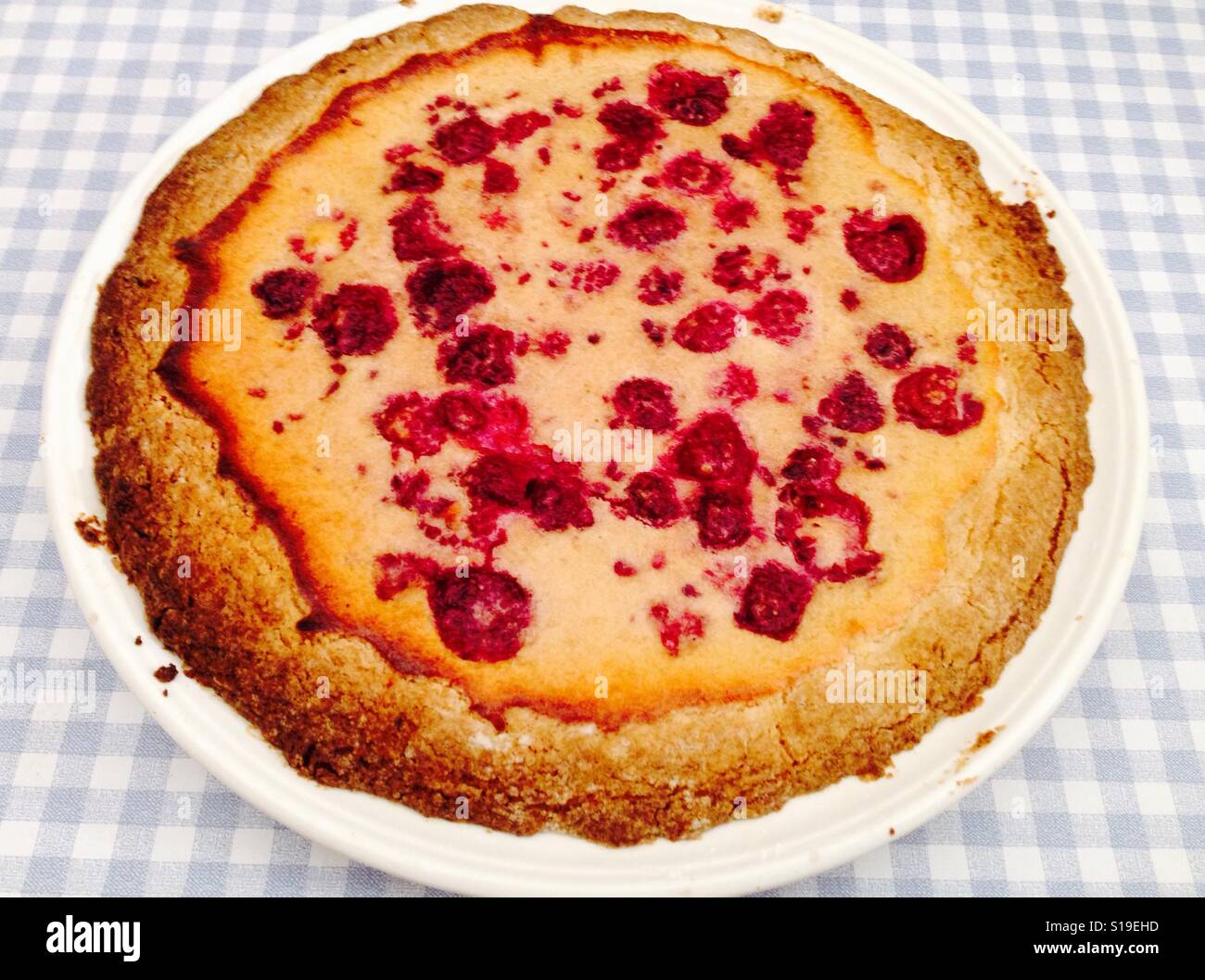 Homemade Scottish raspberry and almond tart - Smartphone Captured Stock Image