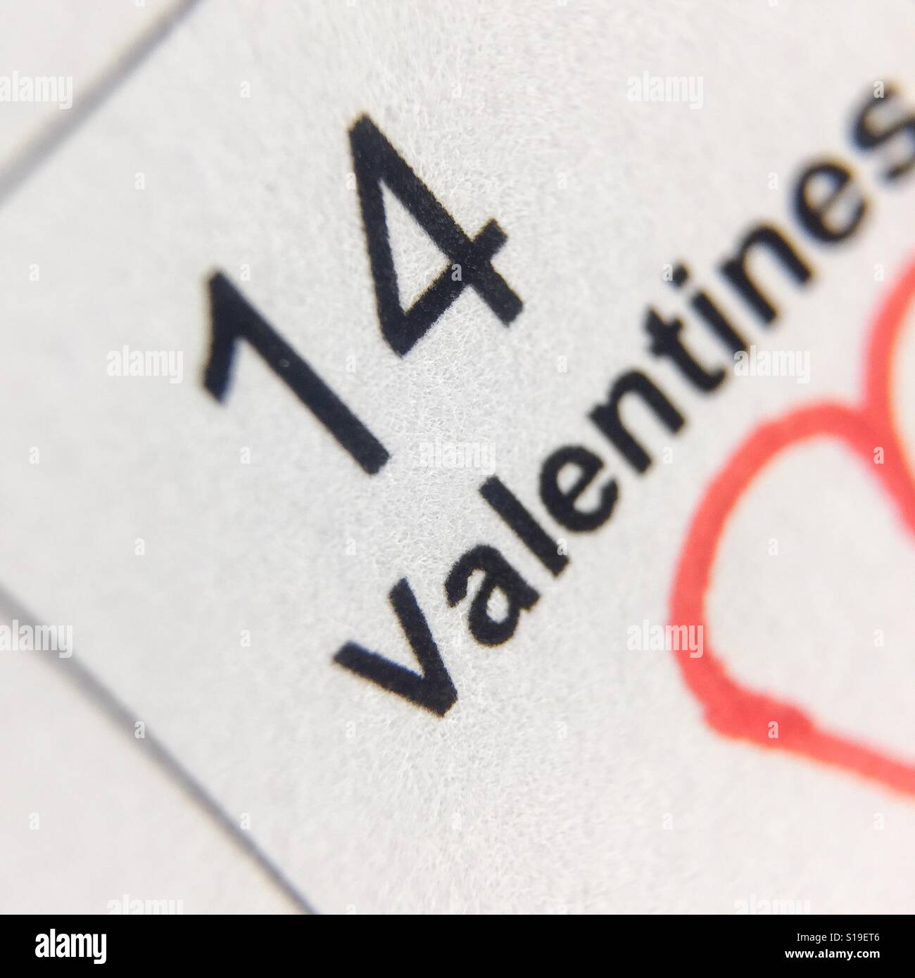 Valentine's Day calendar view - Smartphone Captured Stock Image