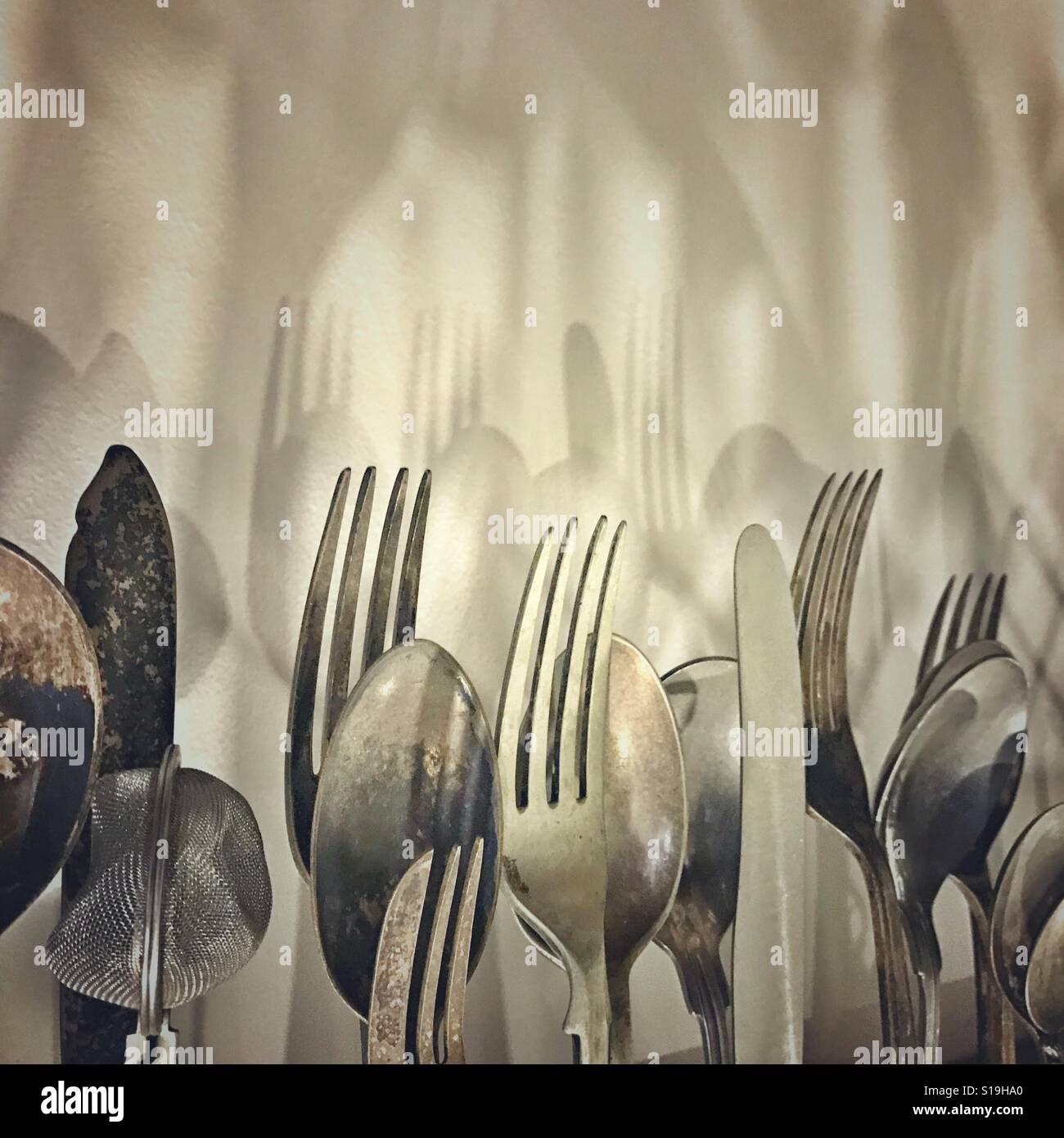 An assortment of knives, forks and spoons Stock Photo Alamy