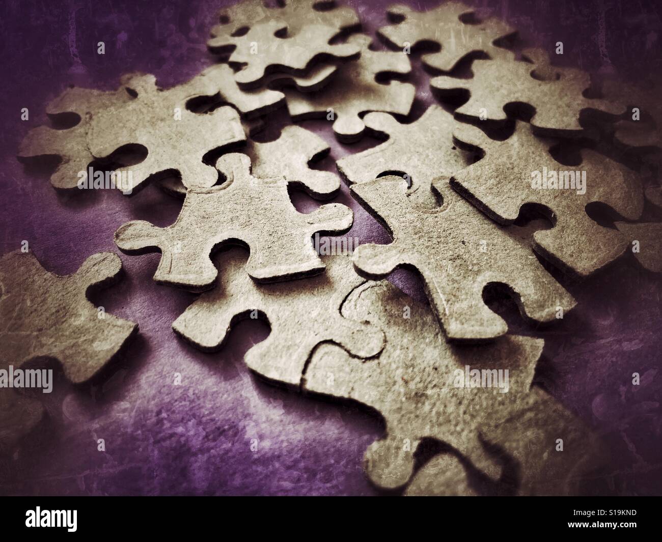 Jigsaw puzzle pieces, 2 pieces together - Smartphone Captured Stock Image
