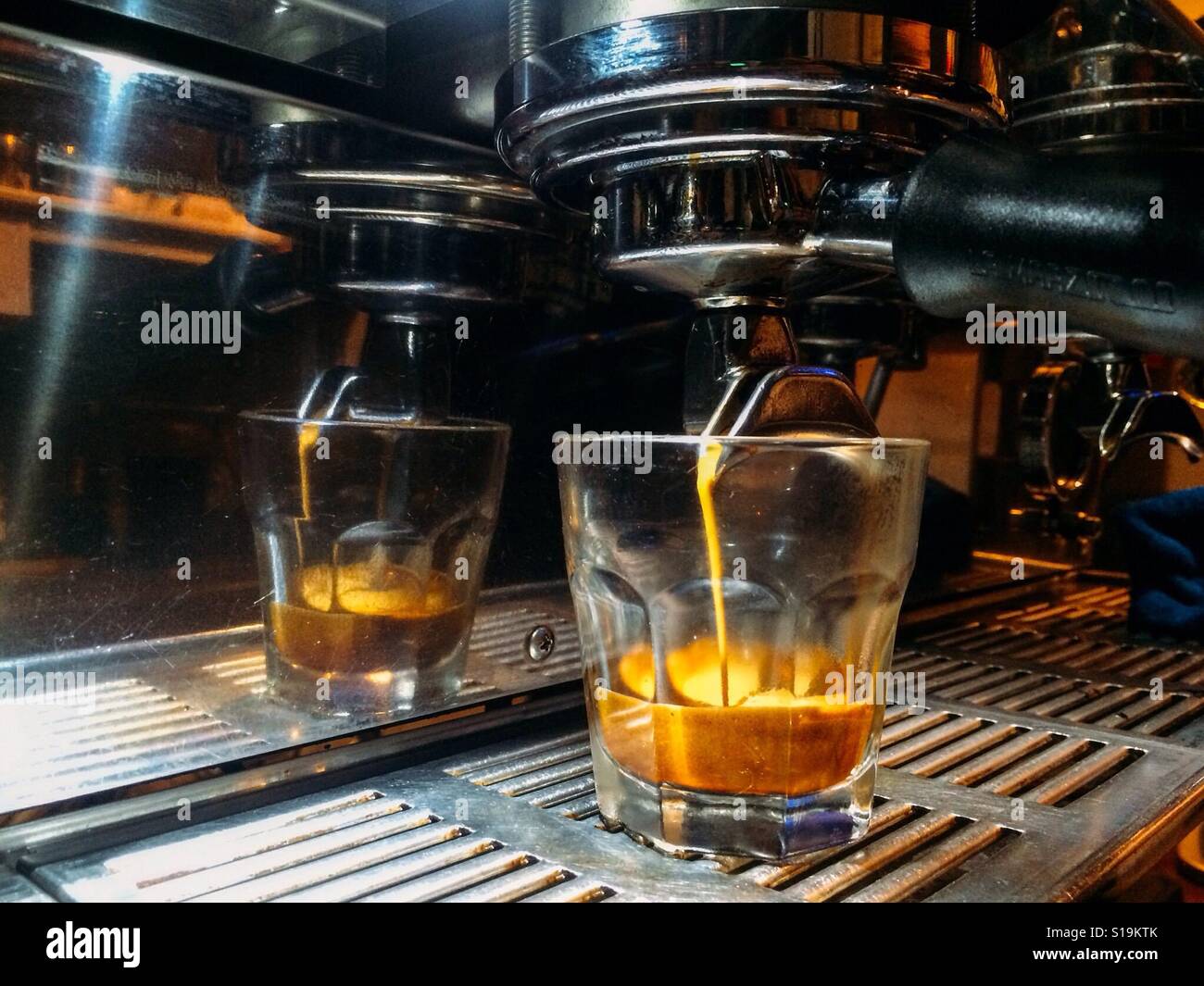 Making of Espresso Coffee with Espresso Machine Stock Photo Alamy