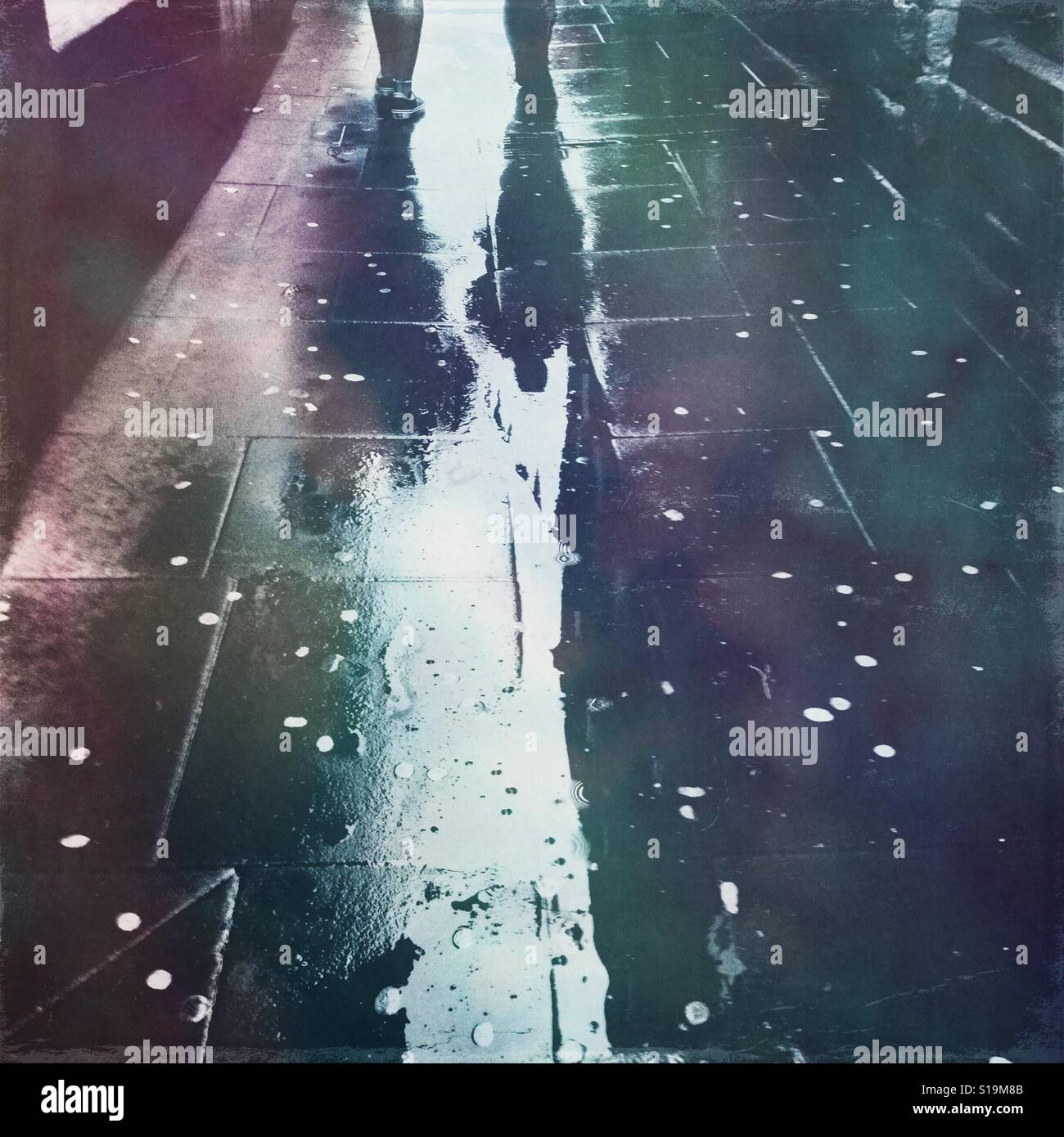 Wet pavement reflections - Smartphone Captured Stock Image