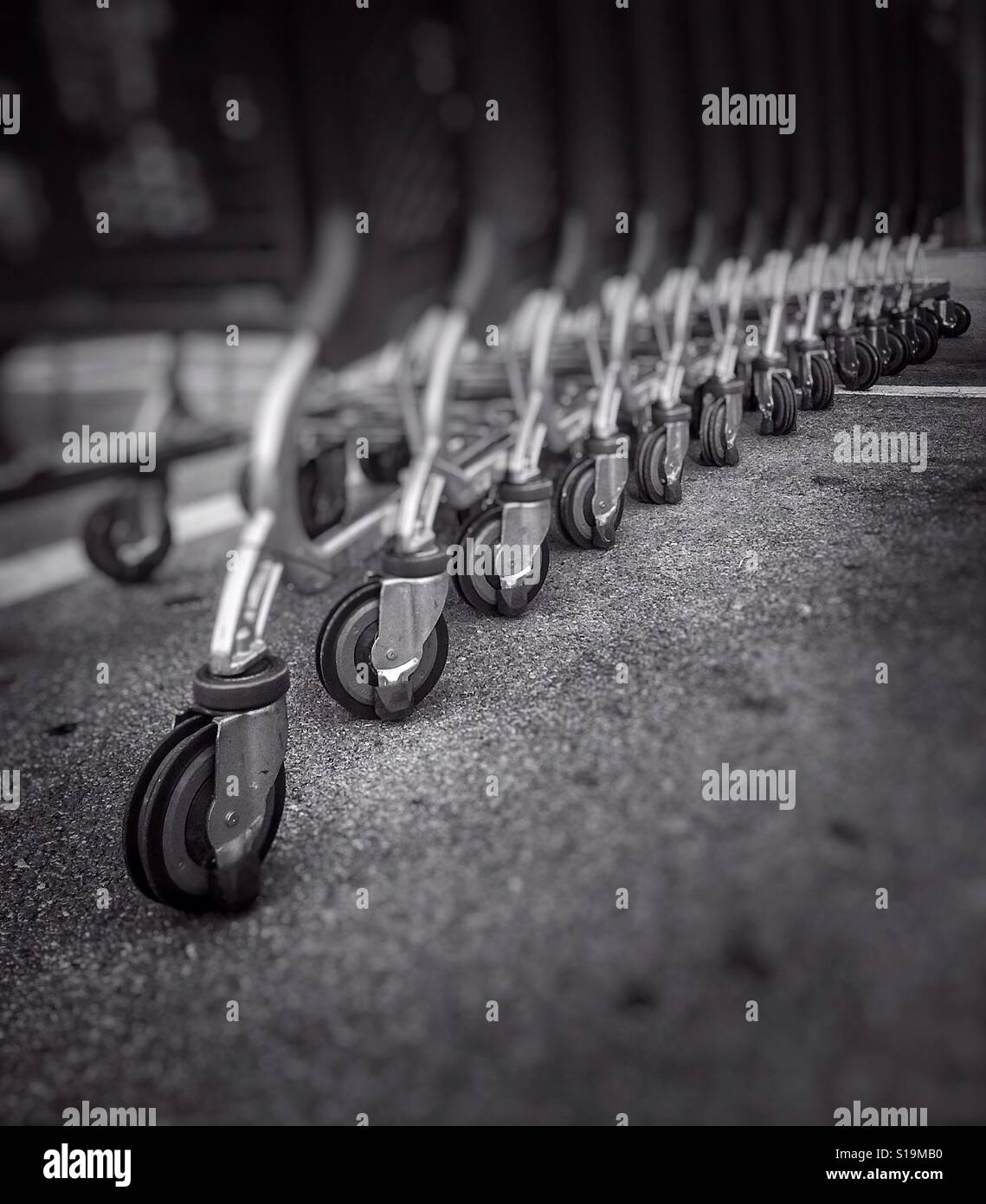 Stacked supermarket shopping carts - Smartphone Captured Stock Image
