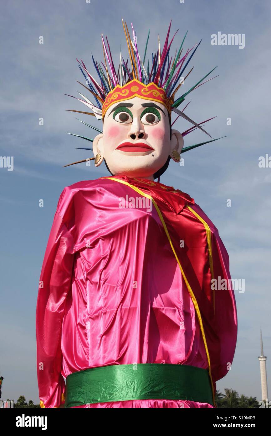 Female ondel-ondel, a Traditional Puppet From Jakarta, Indonesia. Stock Photo