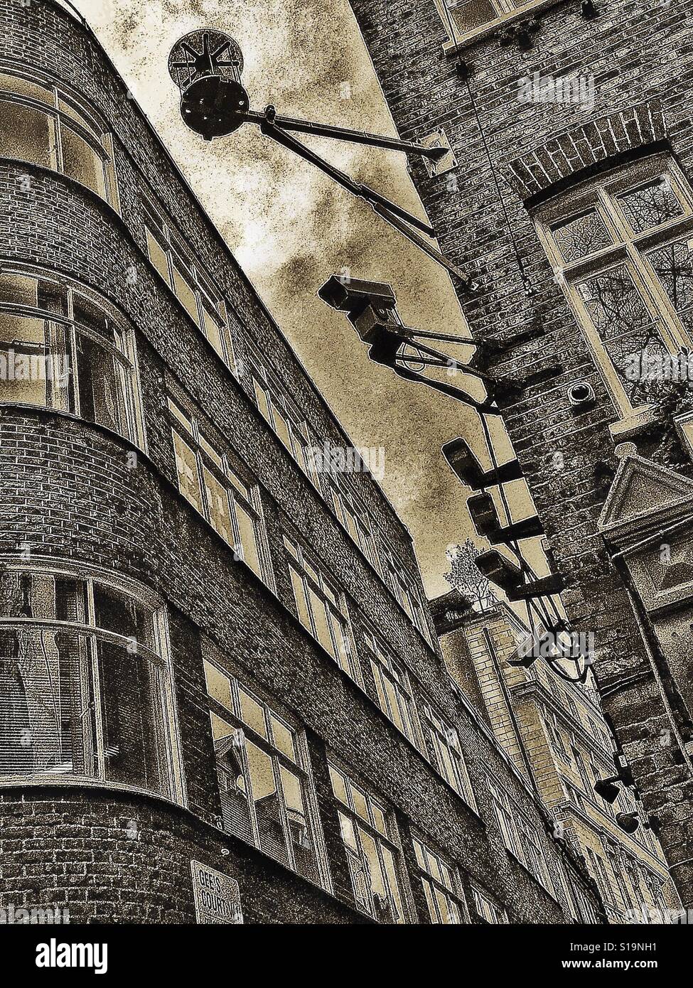 Security cameras in London's West End. - Smartphone Captured Stock Image
