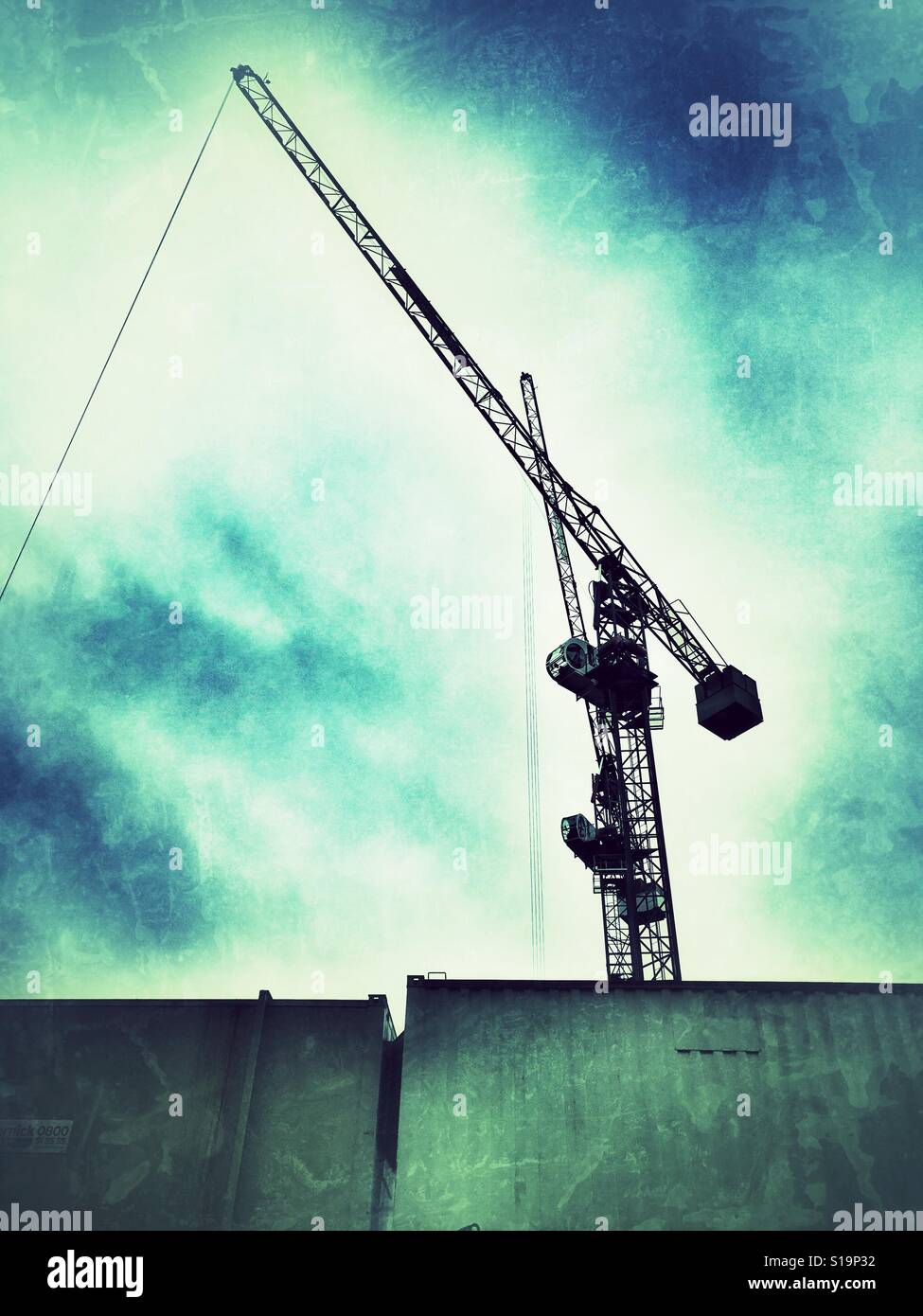 A construction crane in London - Smartphone Captured Stock Image