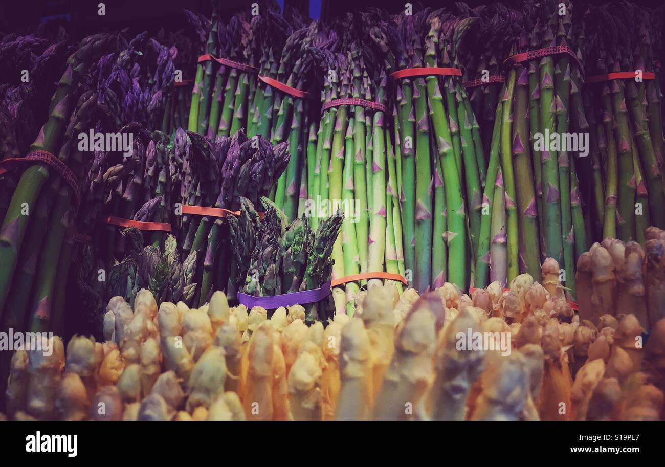 Stalks of asparagus at the market Stock Photo Alamy