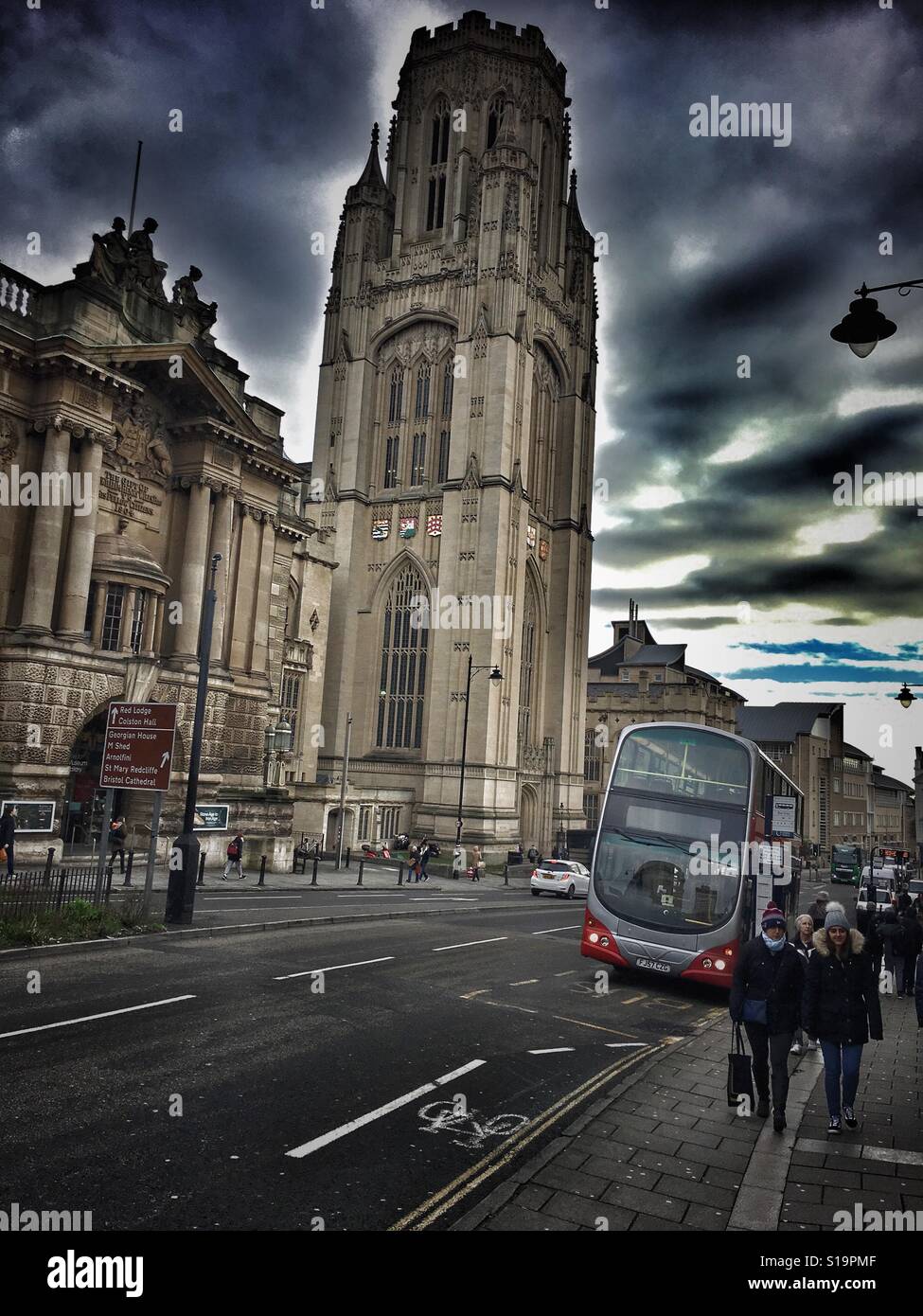 Wills Memorial Building (University of Bristol) and Bristol Museum & Art Gallery, Queens Road, Bristol, England - Smartphone Captured Stock Image