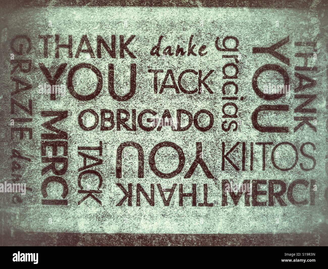 Thank you, in many languages - Smartphone Captured Stock Image