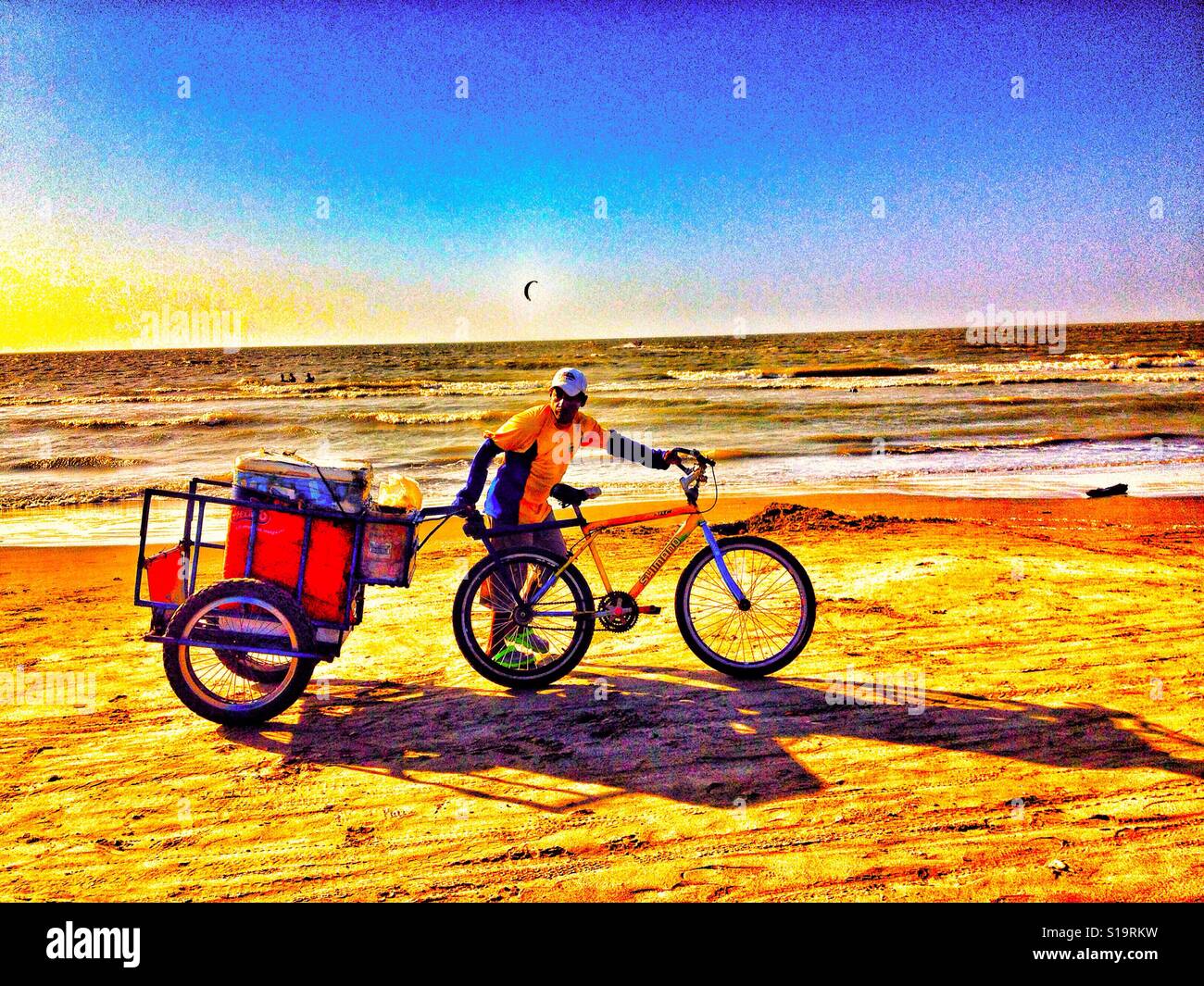 La boquilla beach, Cartagena, Bolivar, Colombia, South America - Smartphone Captured Stock Image
