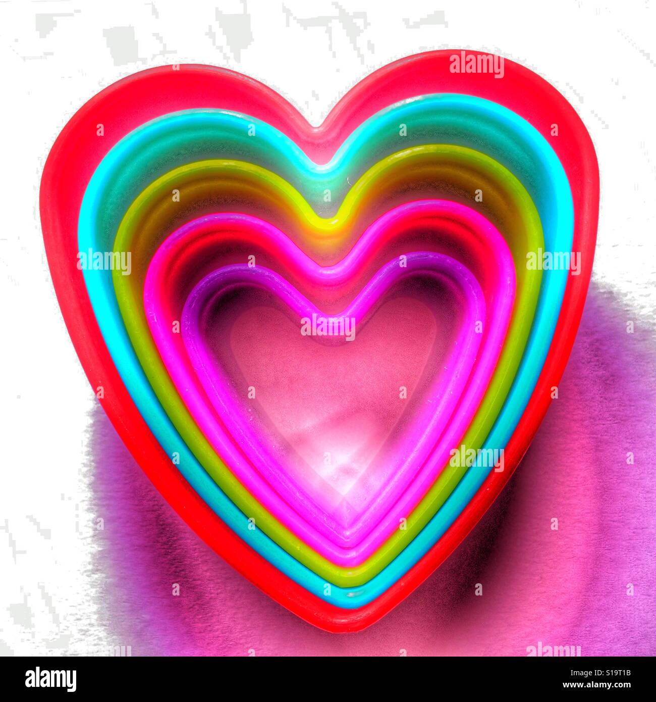 Plastic heart shaped cookie cutters - Smartphone Captured Stock Image
