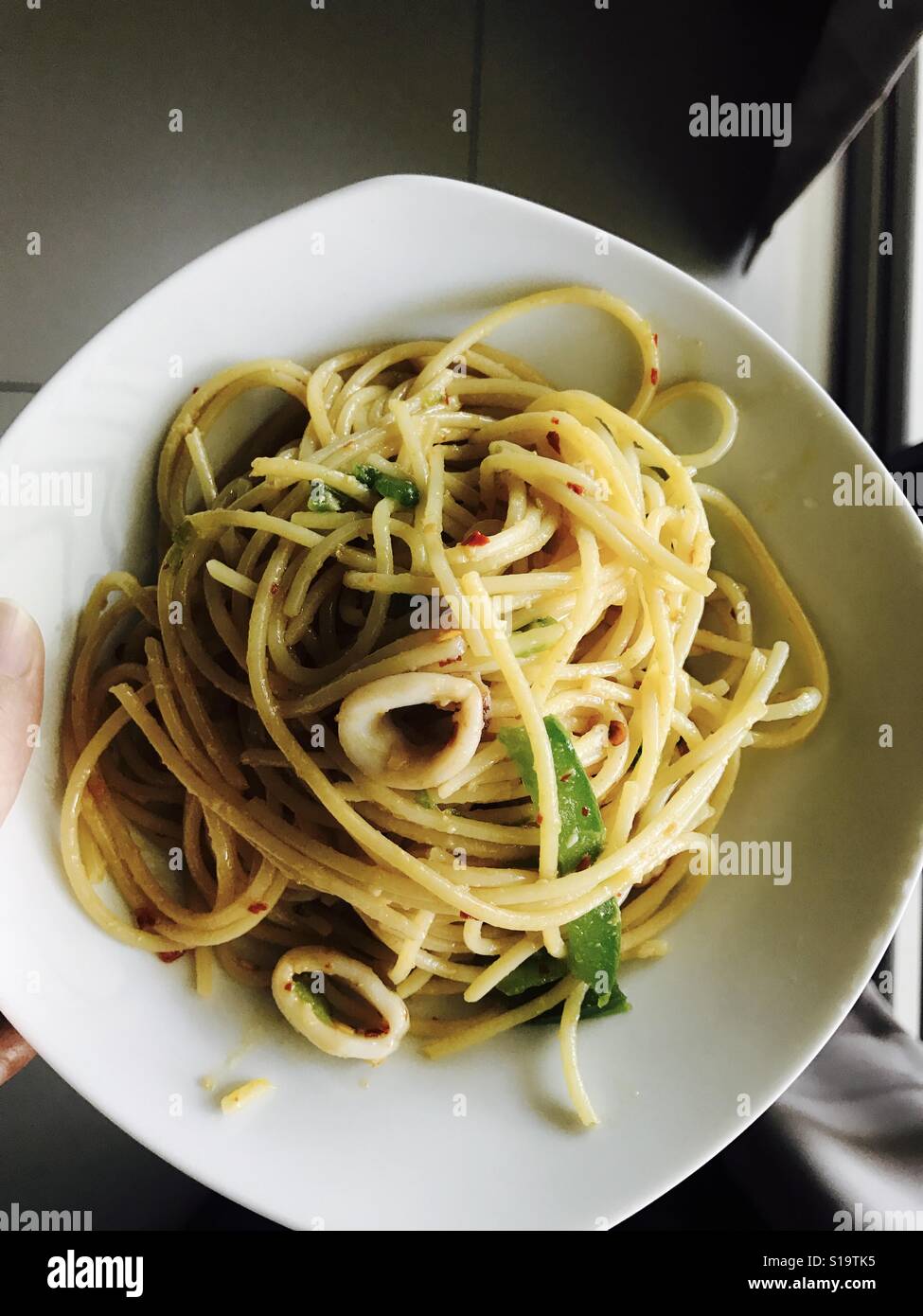 Aglio olio spaghetti Stock Photo