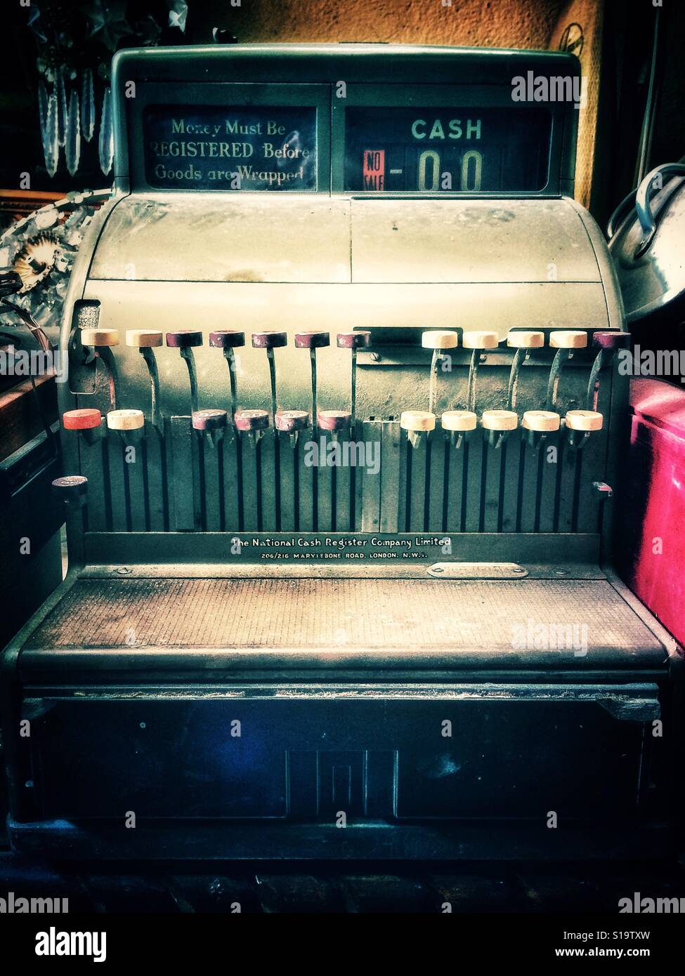 Old British cash register Stock Photo Alamy