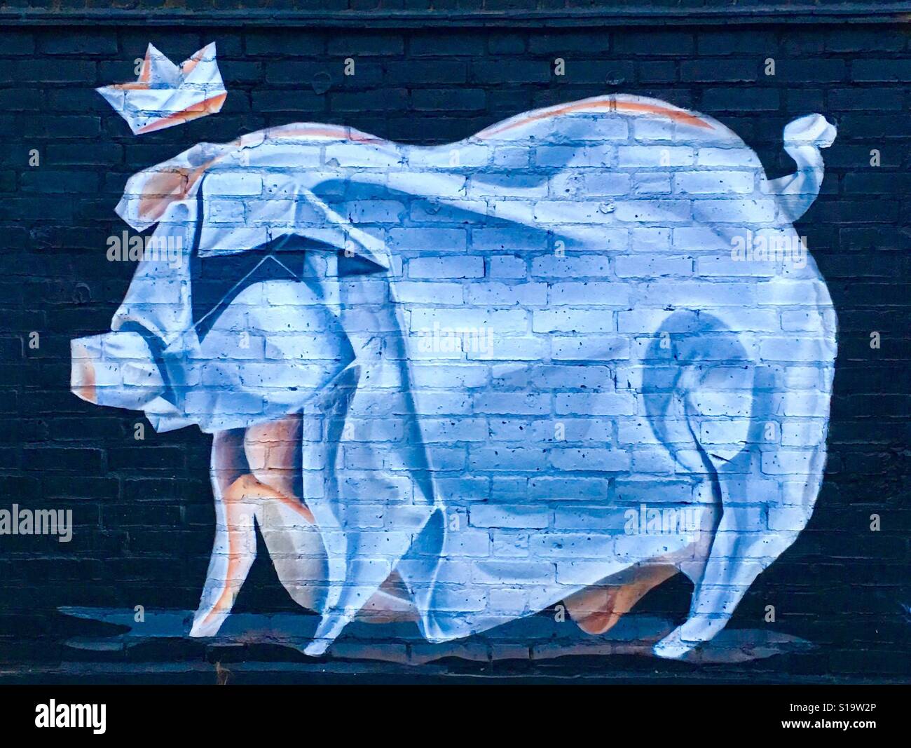 Pig King Street Art, Tooting London - Smartphone Captured Stock Image