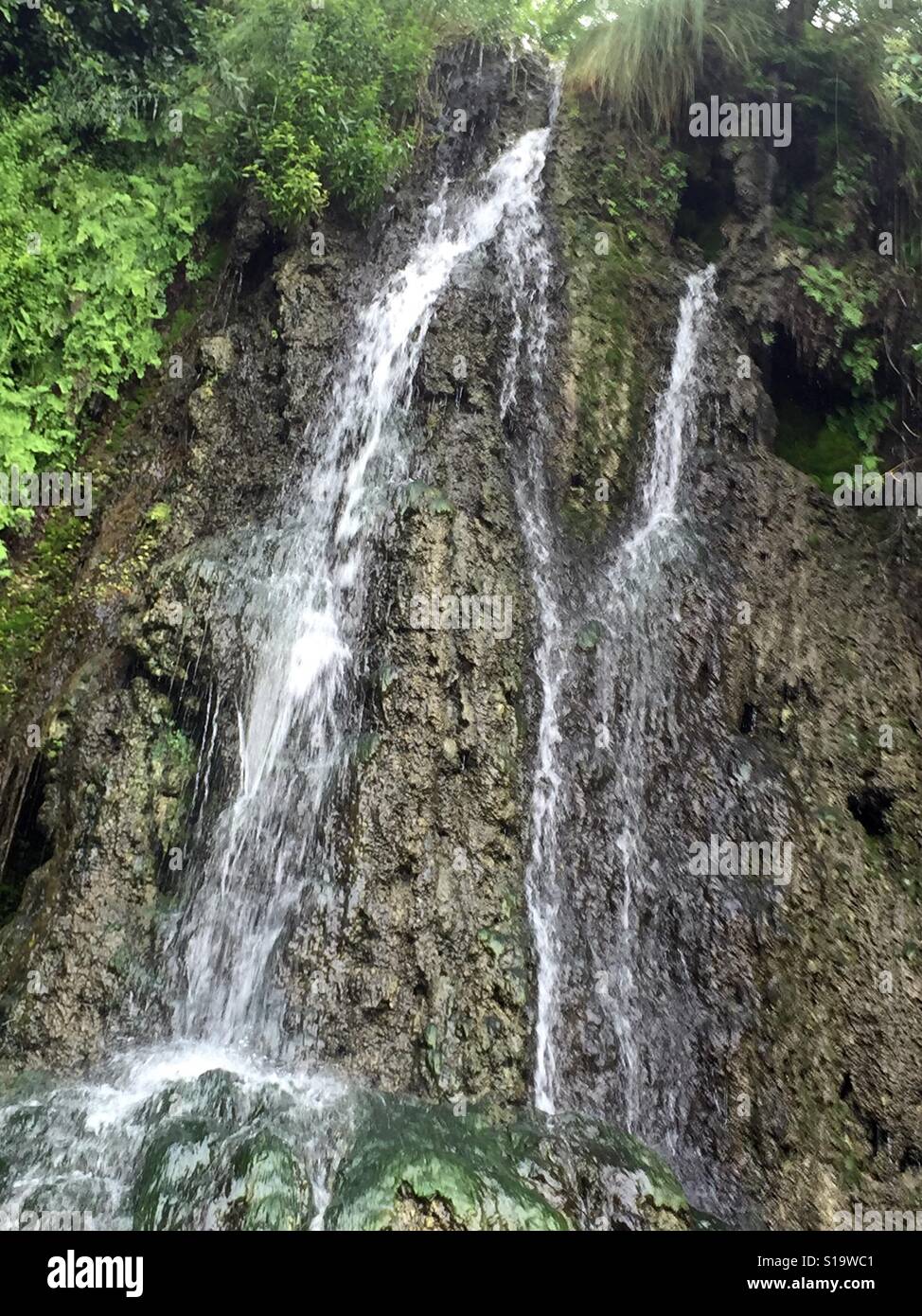 Waterfall Japanese Tea Garden San Antonio Texas Stock Photo