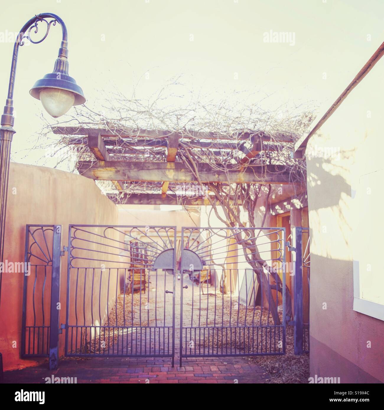 Santa Fe Iron Gates Southwest background Stock Photo - Alamy