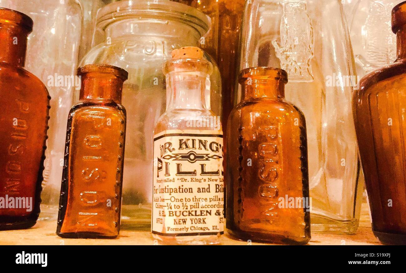 Vintage glass medicine bottles and jars Stock Photo Alamy