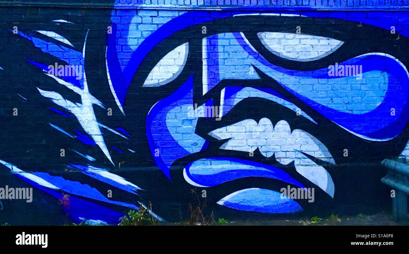 Angry Robot Street Art Tooting, London - Smartphone Captured Stock Image