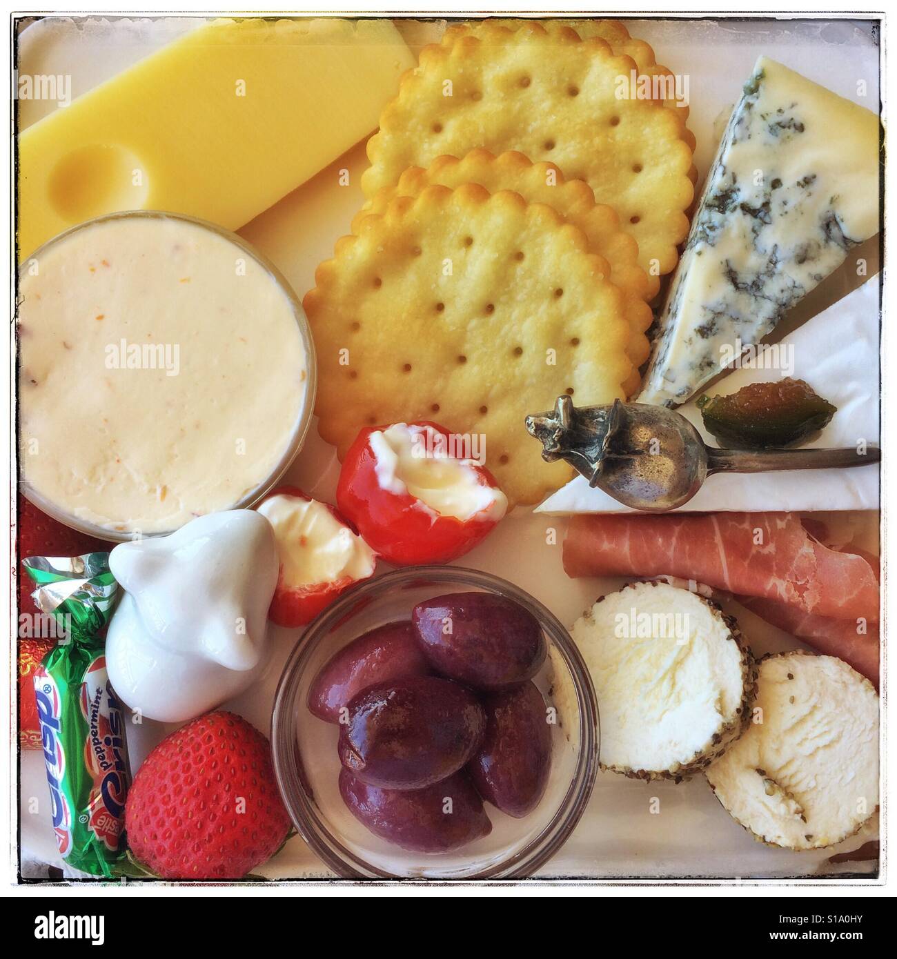 Complimentary cheese platter. - Smartphone Captured Stock Image