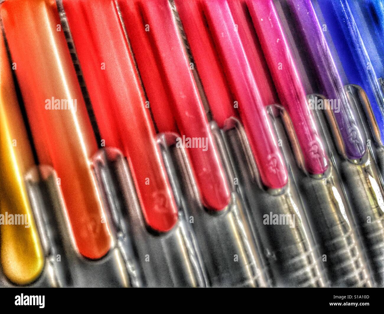 Coloured pens, close up - Smartphone Captured Stock Image