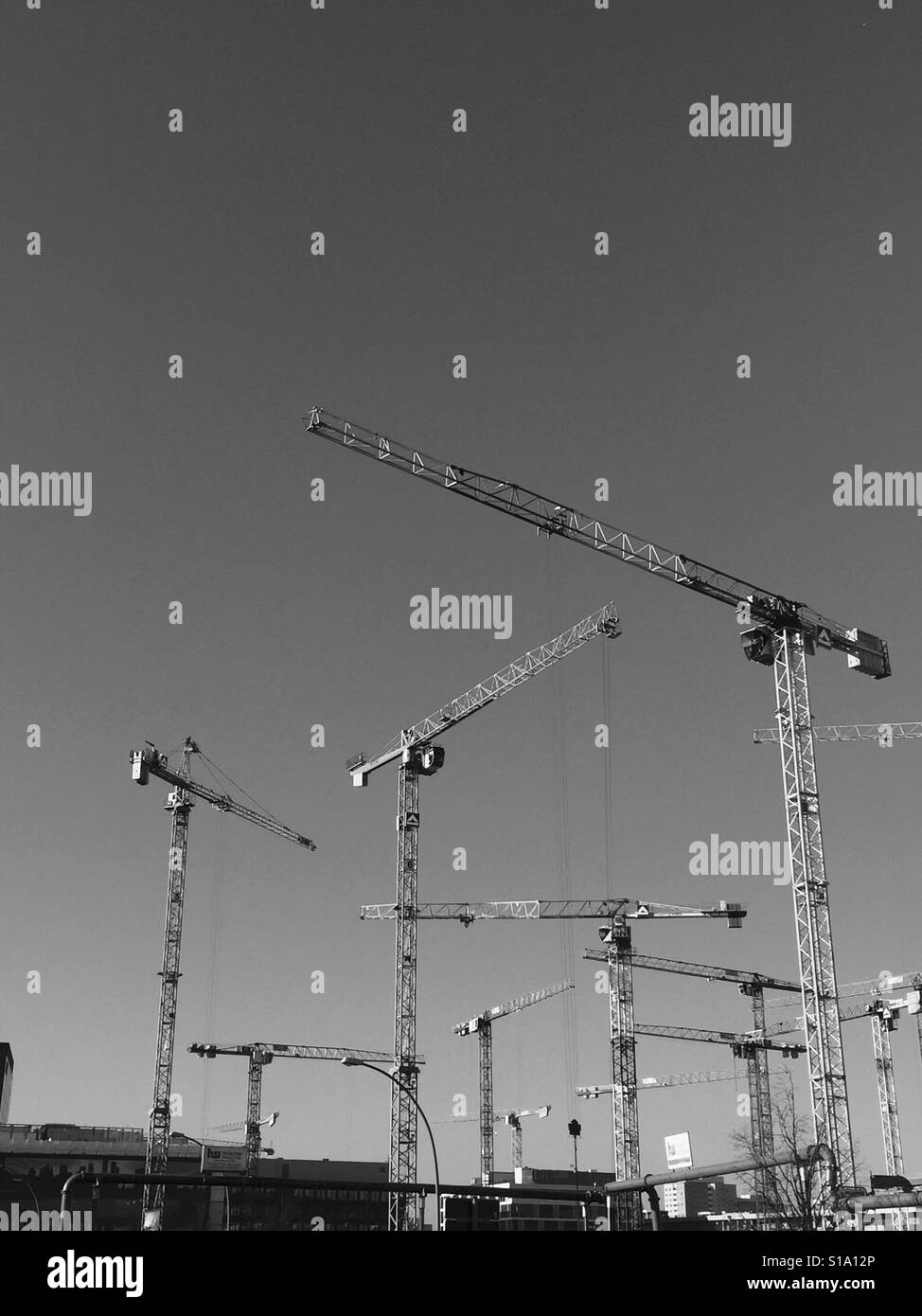 Construction crane Black and White Stock Photos & Images - Alamy