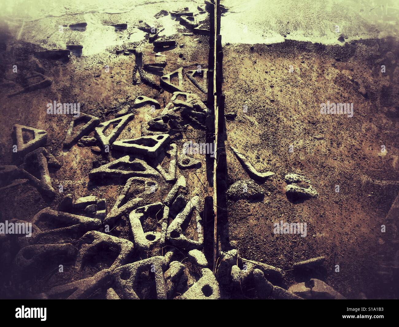 Effects of coastal erosion, Bawdsey Ferry, Suffolk, UK. - Smartphone Captured Stock Image