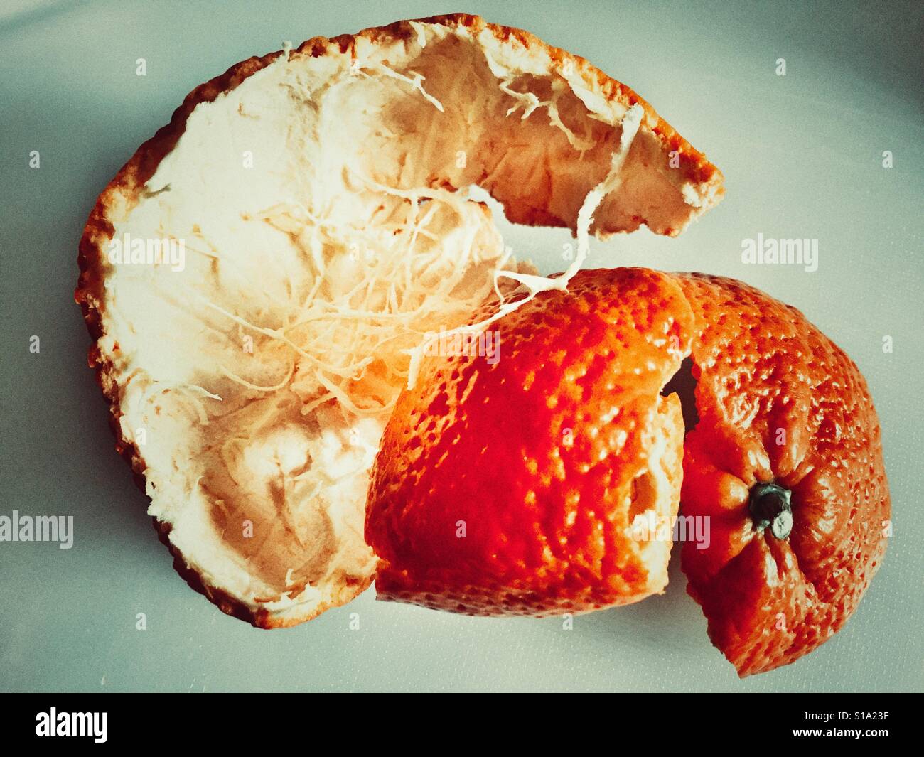 Mandarin orange, peel and pith - Smartphone Captured Stock Image